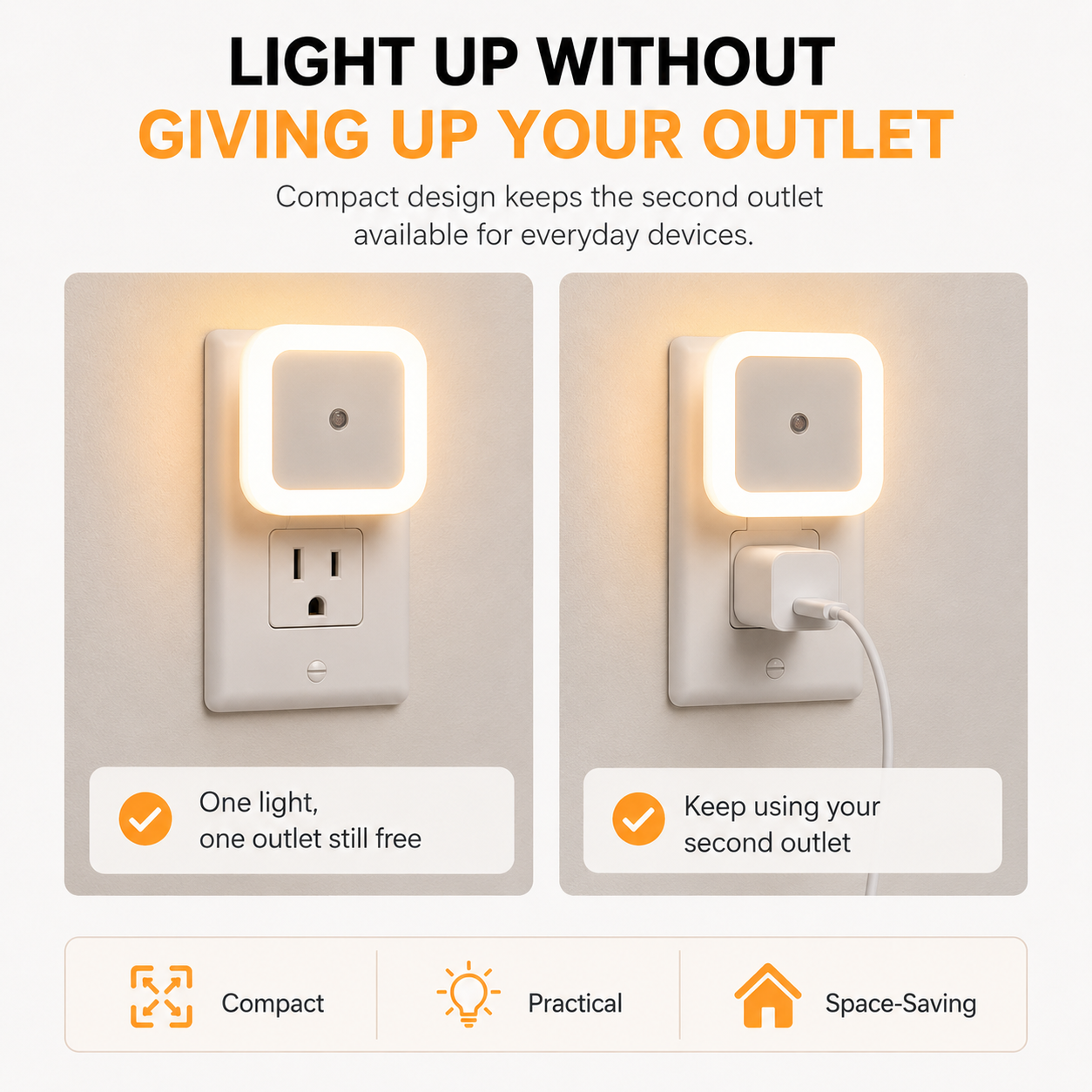 6-Pack Auto Sensor Night Lights – 3000K Warm Plug-In LED