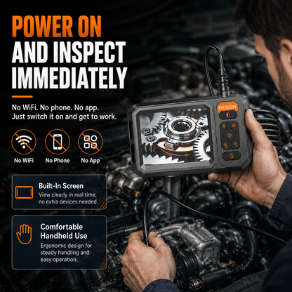 Endoscope Inspection Camera – HD Borescope with Screen & LED Light for Drain, Pipe & Sewer Inspection