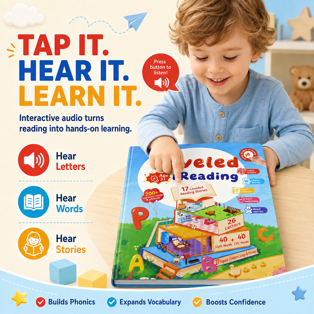 Touch & Listen Reading Book for Kids 3+