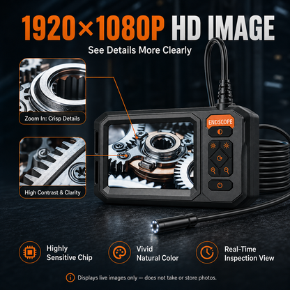 Endoscope Inspection Camera – HD Borescope with Screen & LED Light for Drain, Pipe & Sewer Inspection