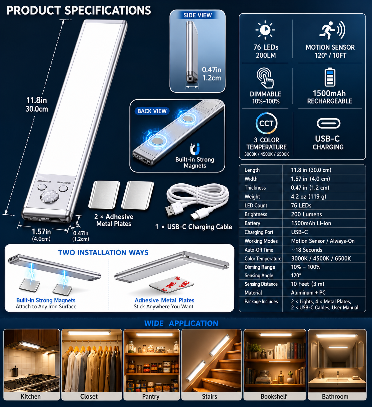 💡 Smart Motion Sensor Under Cabinet Lights
