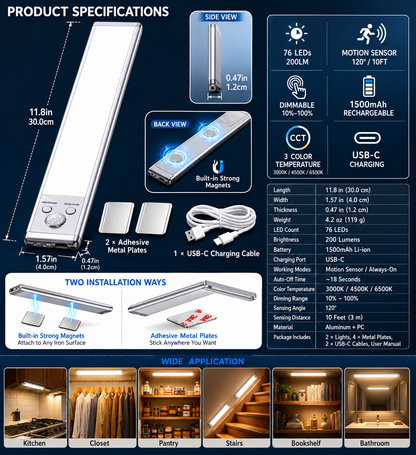 💡 Smart Motion Sensor Under Cabinet Lights