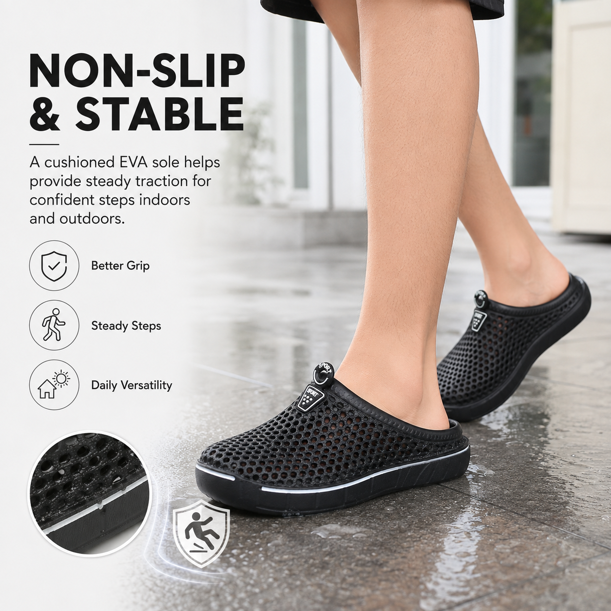 Unisex Quick-Dry Mesh Slip-On Mules