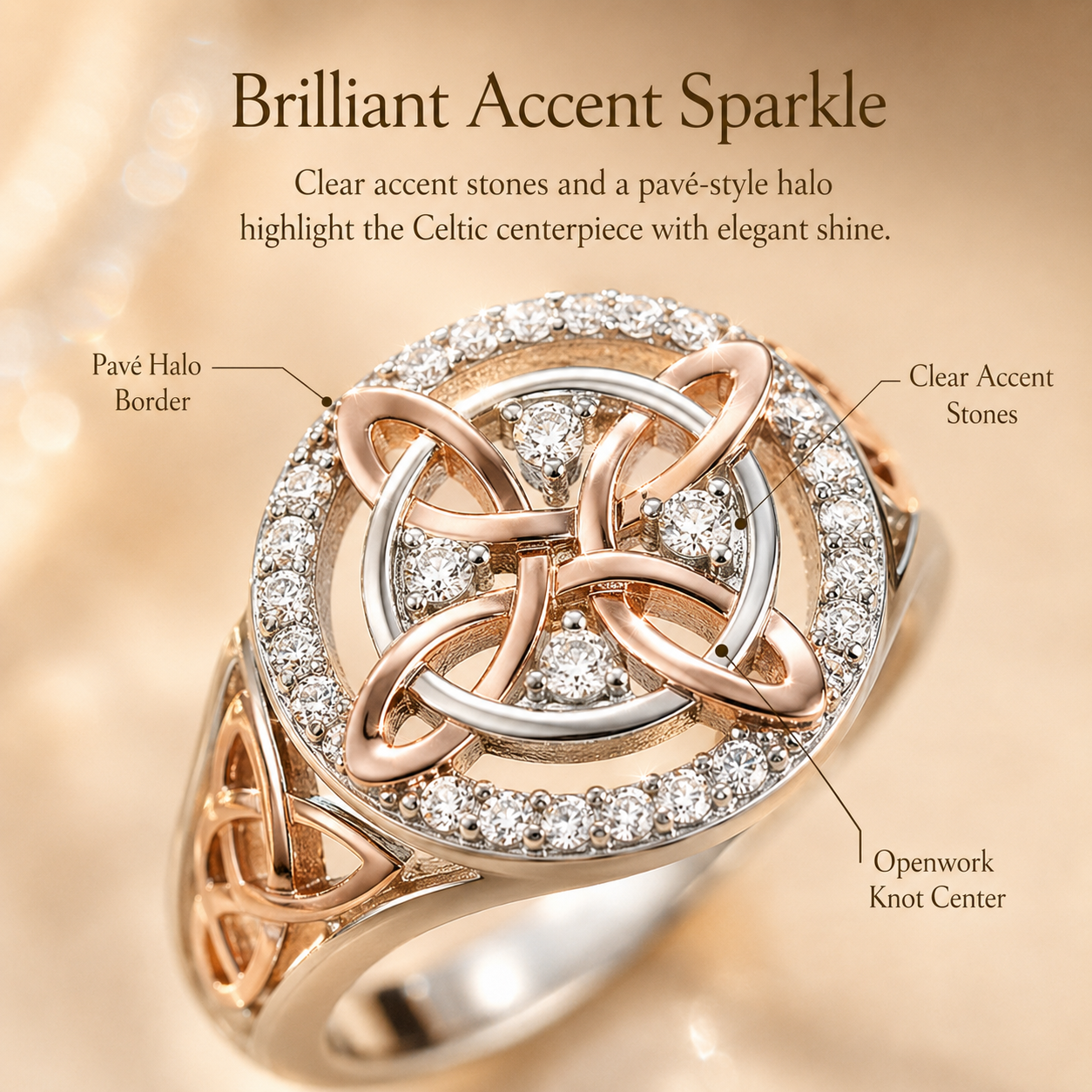 Rose Gold Celtic Witch Knot Ring
