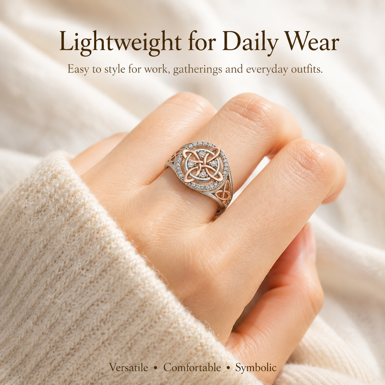 Rose Gold Celtic Witch Knot Ring