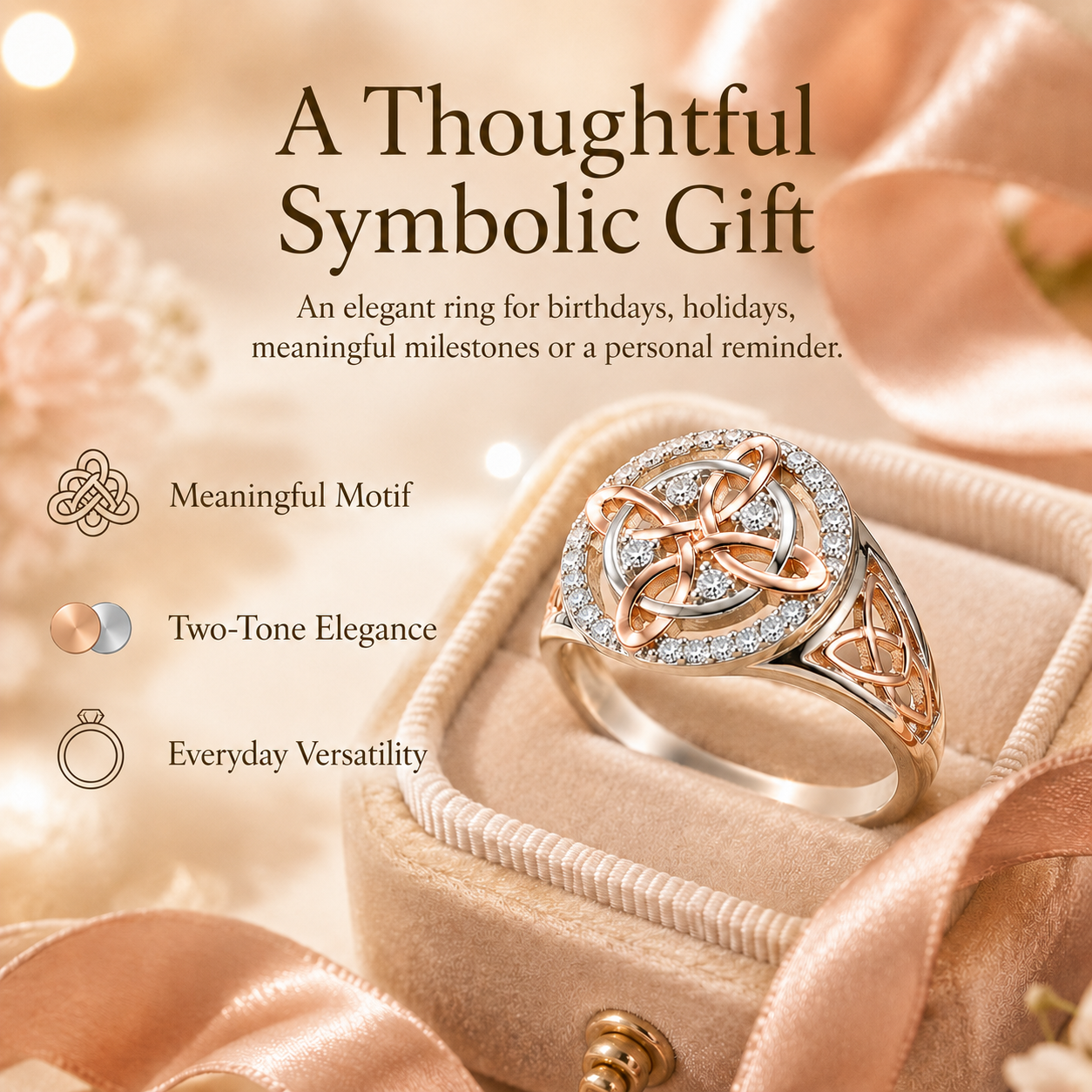 Rose Gold Celtic Witch Knot Ring