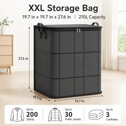 180L Extra Large Storage Bag – Zipper Organizer for Bedding, Quilts & Moving