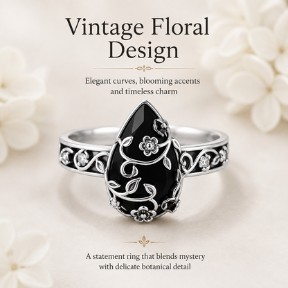 Vintage Black Floral Vine Ring