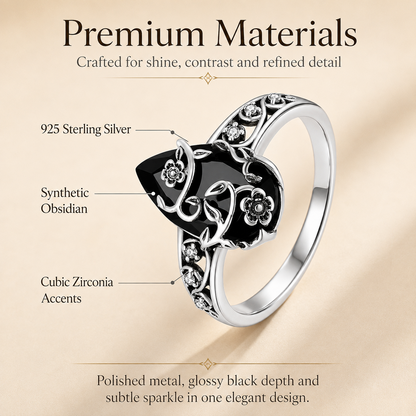 Vintage Black Floral Vine Ring