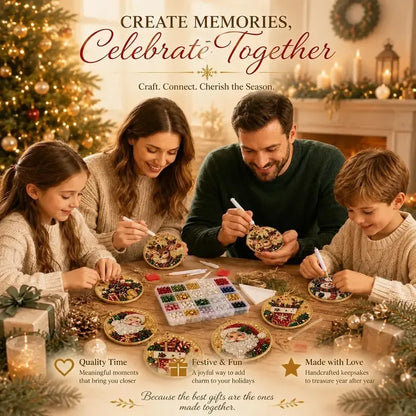 ⏳50% OFF – 🎄Beginner-Friendly Christmas Pearl & Gem Diamond Painting DIY Kit | 6 Festive Ornament Designs with Sparkling Pearls, Faceted Gems & 3D Layered Detail 💕