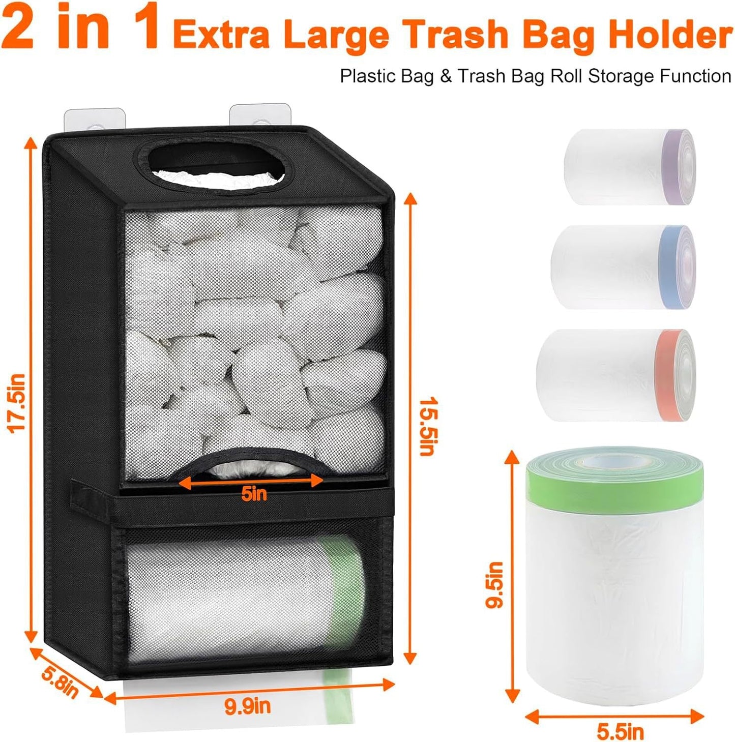 2-in-1 Plastic Bag Holder | Extra Large Kitchen Bag Organizer
