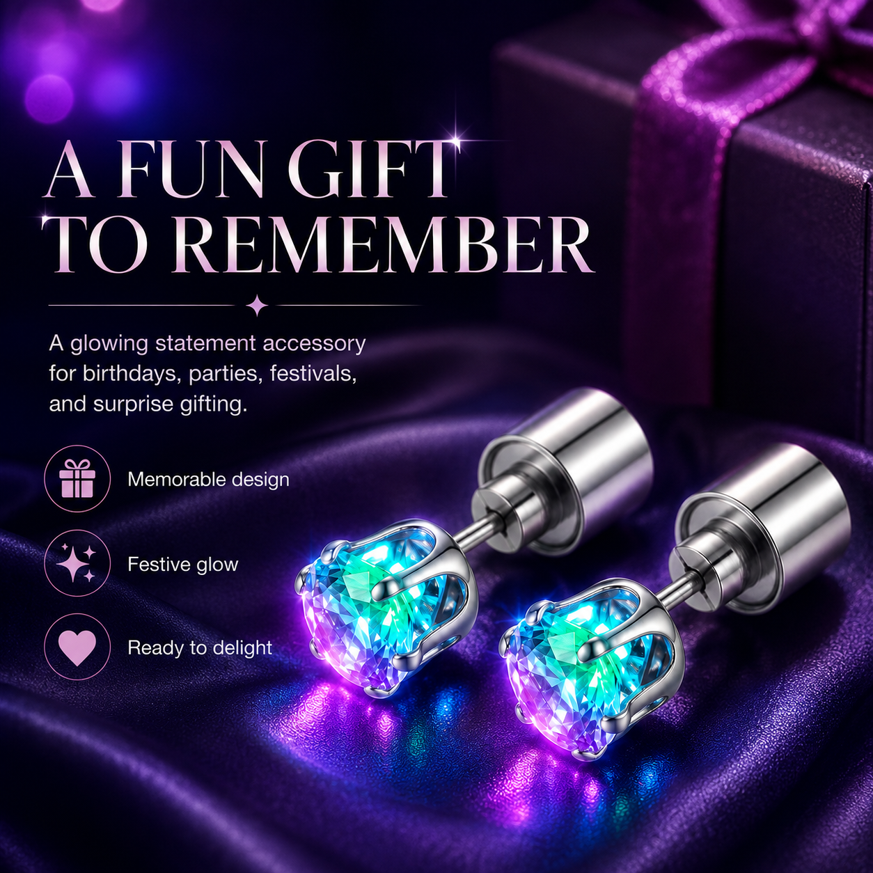 Light Up Crystal Stud Earrings