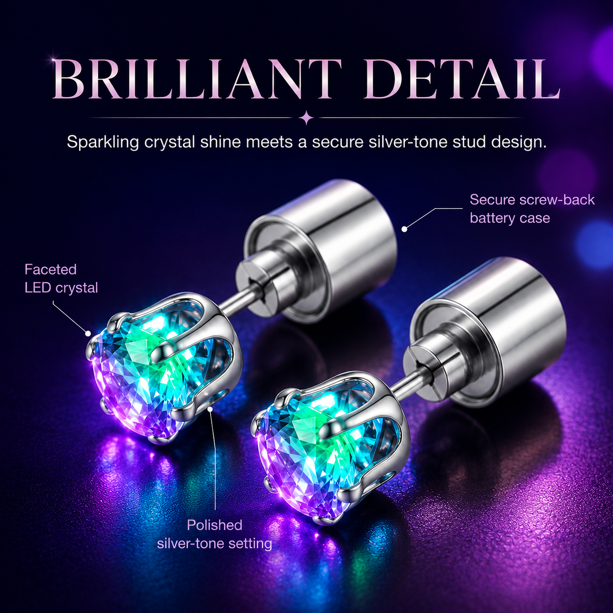 Light Up Crystal Stud Earrings