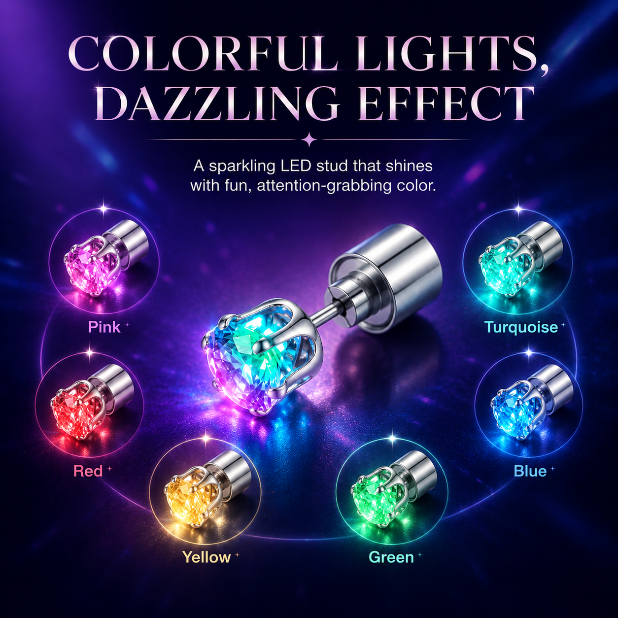 Light Up Crystal Stud Earrings