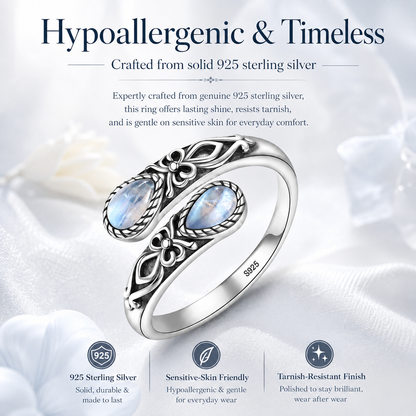 Vintage Moonstone Floral Ring