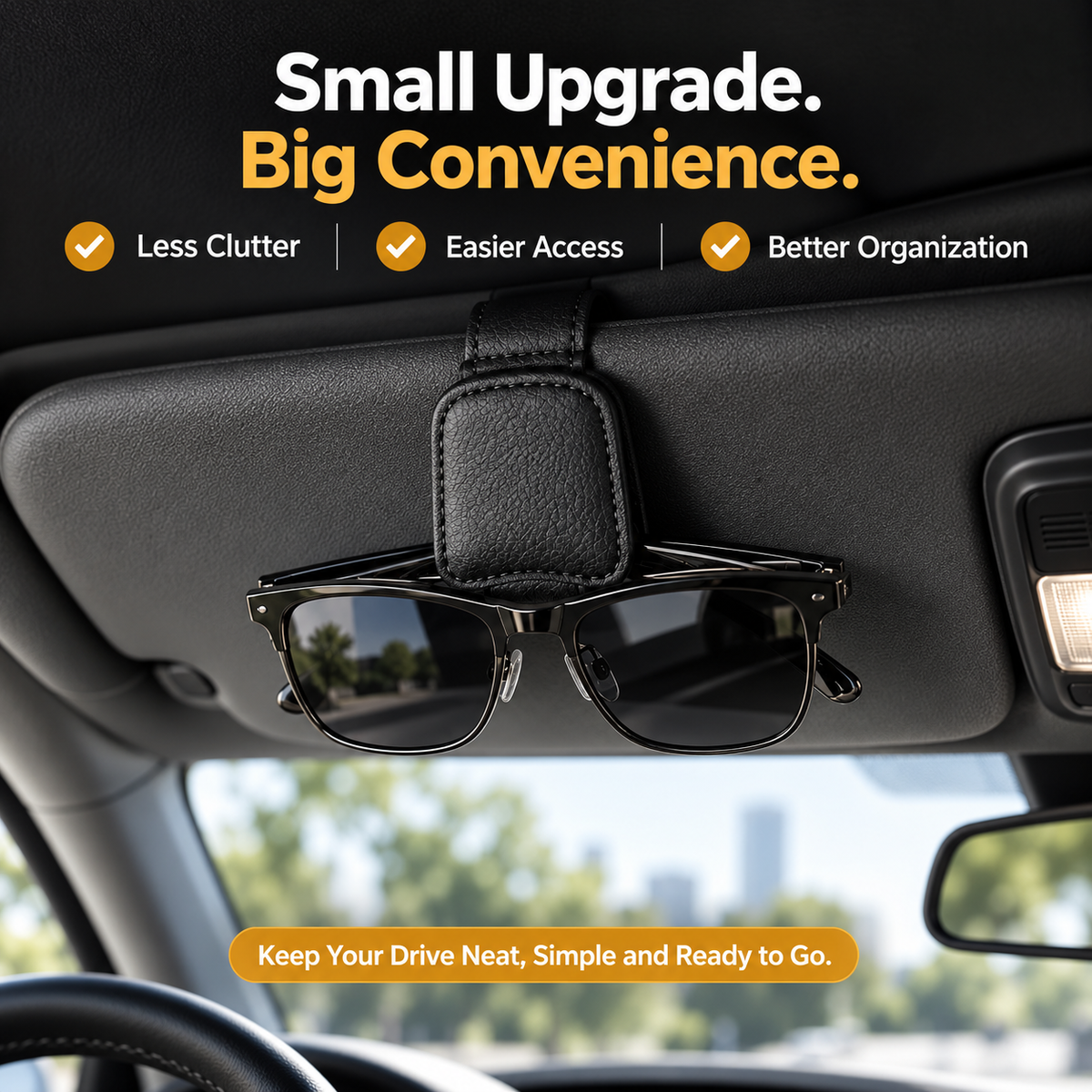 🚗 Magnetic Sun Visor Organizer – Leather Sunglasses, Card & Ticket Holder