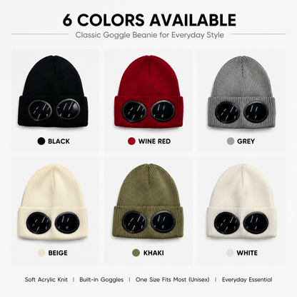 🧶 Winter Knitted Beanie with Built‑In Dark Goggles – Warm Hat & Eye Protection All in One ❄️