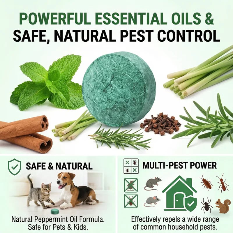 🦟 49% OFF NOW!🔇 🟢 Natural Peppermint Rodent Repellent Tablets – 12 Pack