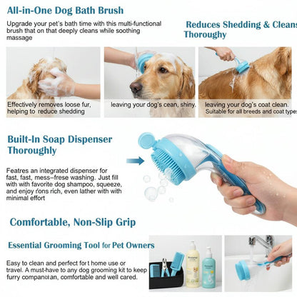 🐶2026 New 2-in-1 Pet Bath & Grooming Brush with Soap Dispenser – Dog & Cat Shampoo Massage Brush for Long & Short Hair 🛁✨