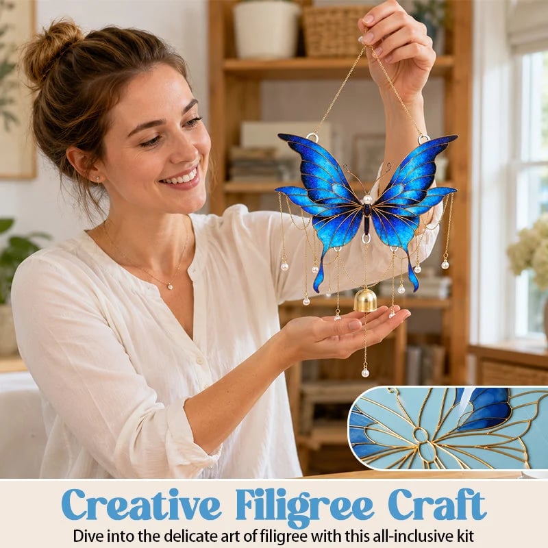 🦋DIY Filigree Cloisonne Enamel Butterfly Wind Chime Craft Kit
