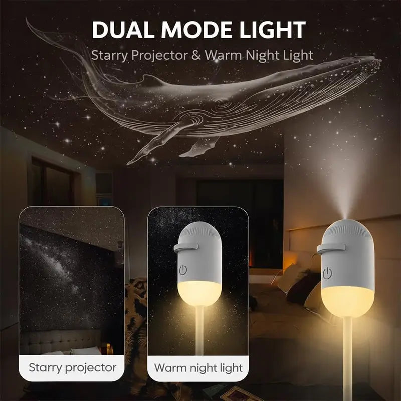 🌌2-in-1 Galaxy Projector & Warm Night Light – USB Starry Sky Lamp