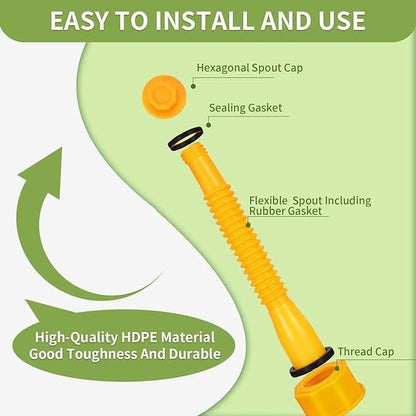🔥 Universal Gas Can Spout Replacement Kit — Flexible Leak-Proof Nozzle, Fits 1–10 Gal Cans
