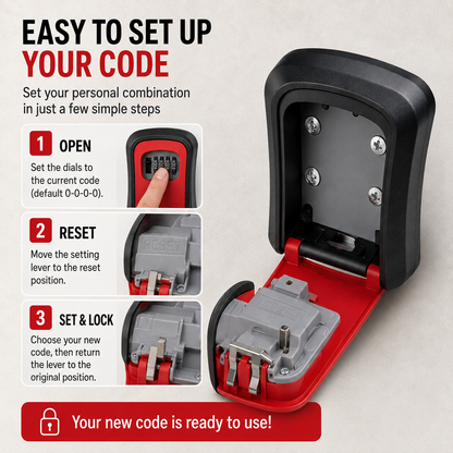 Wall Mounted Key Lock Box with 4-Digit Combination – Weather-Resistant Outdoor Spare Key Safe