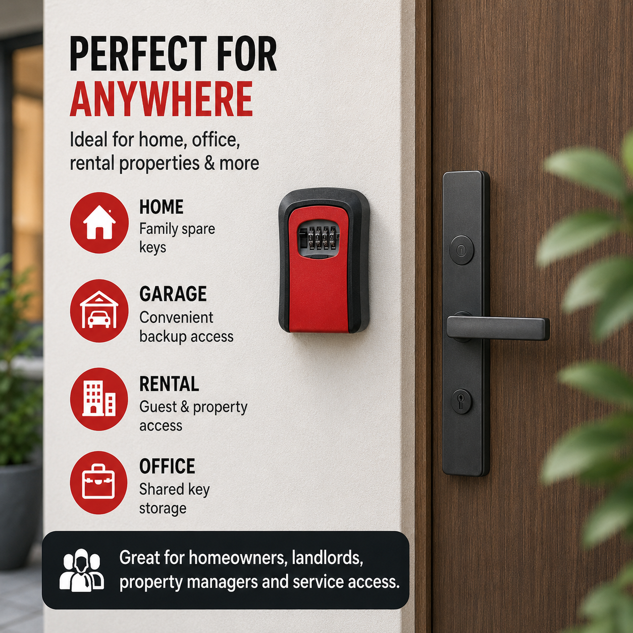 Wall Mounted Key Lock Box with 4-Digit Combination – Weather-Resistant Outdoor Spare Key Safe