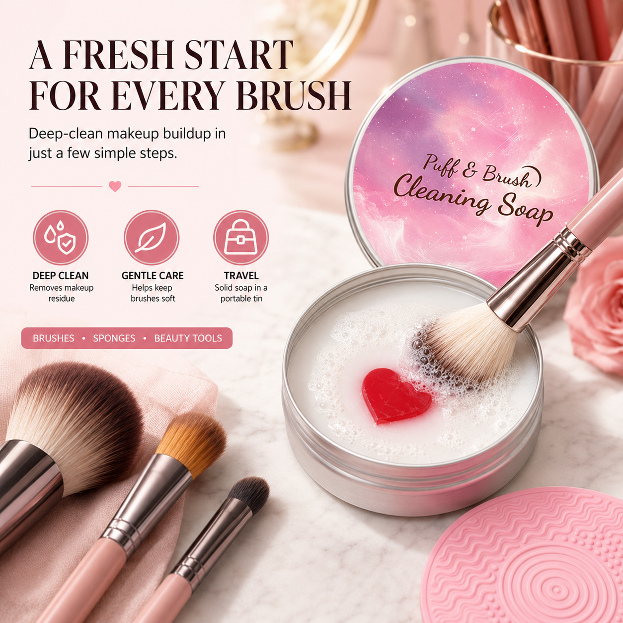 Makeup Brush Cleaner Soap – Deep Cleaning Solid Cleanser