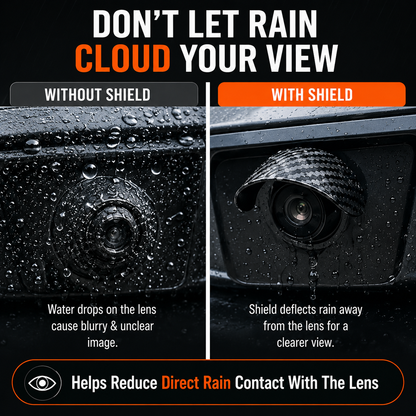 Car Camera Rain Shield – Carbon Fiber Waterproof Visor for Clearer Rear & Side Camera View