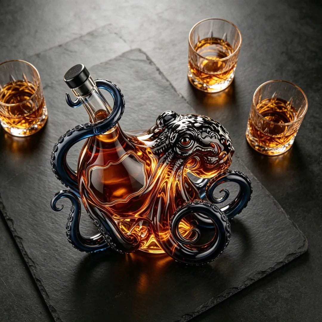 🐙The Black Spiced Rum 3D Sculpted Octopus Collector's Edition Bottle🥃