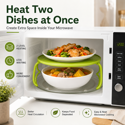 Foldable Microwave Plate Stacker with Cool-Touch Handles