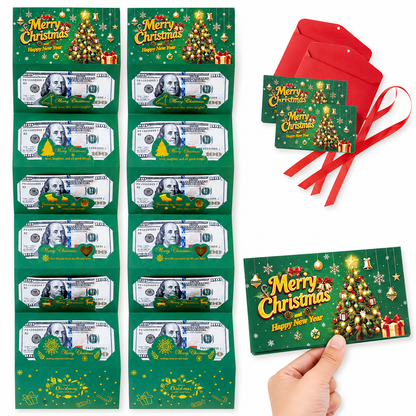 Christmas Cash Gift Envelope – 6-Slot Folding Money Holder for Holiday Gifting