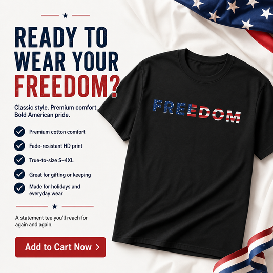 😍Freedom Patriotic T-Shirt – Classic American Flag Cotton Tee for Men & Women