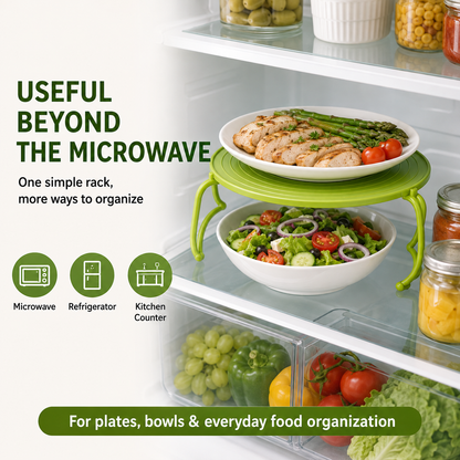 Foldable Microwave Plate Stacker with Cool-Touch Handles