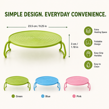 Foldable Microwave Plate Stacker with Cool-Touch Handles