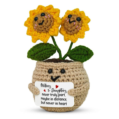 🌻 Mini Handmade Crochet Sunflower – Mother’s Day Gift with Message Card 💖