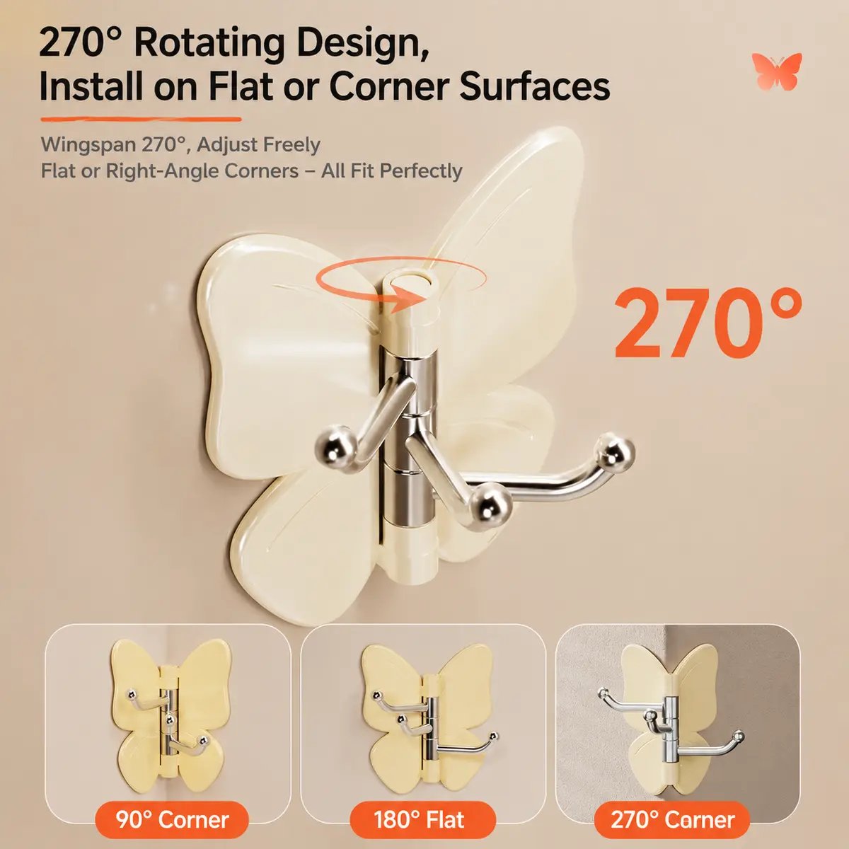 🦋No Drilling Swivel Butterfly Hook