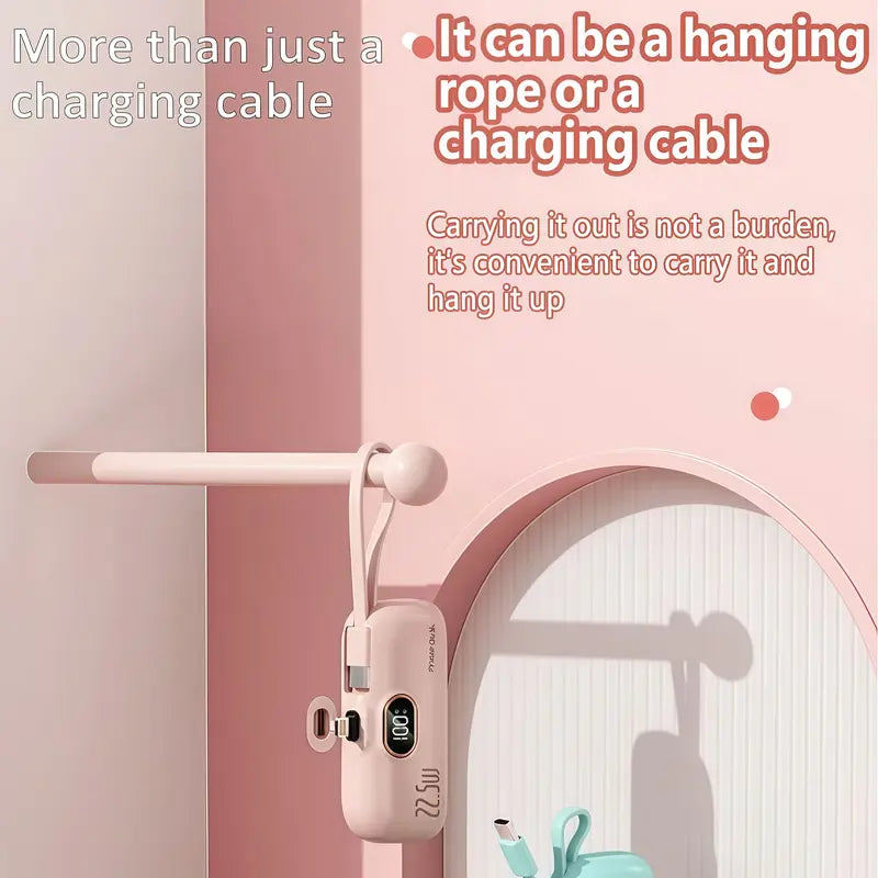 5000mAh Mini Fast-Charging Power Bank with Dual Ports & Digital Display