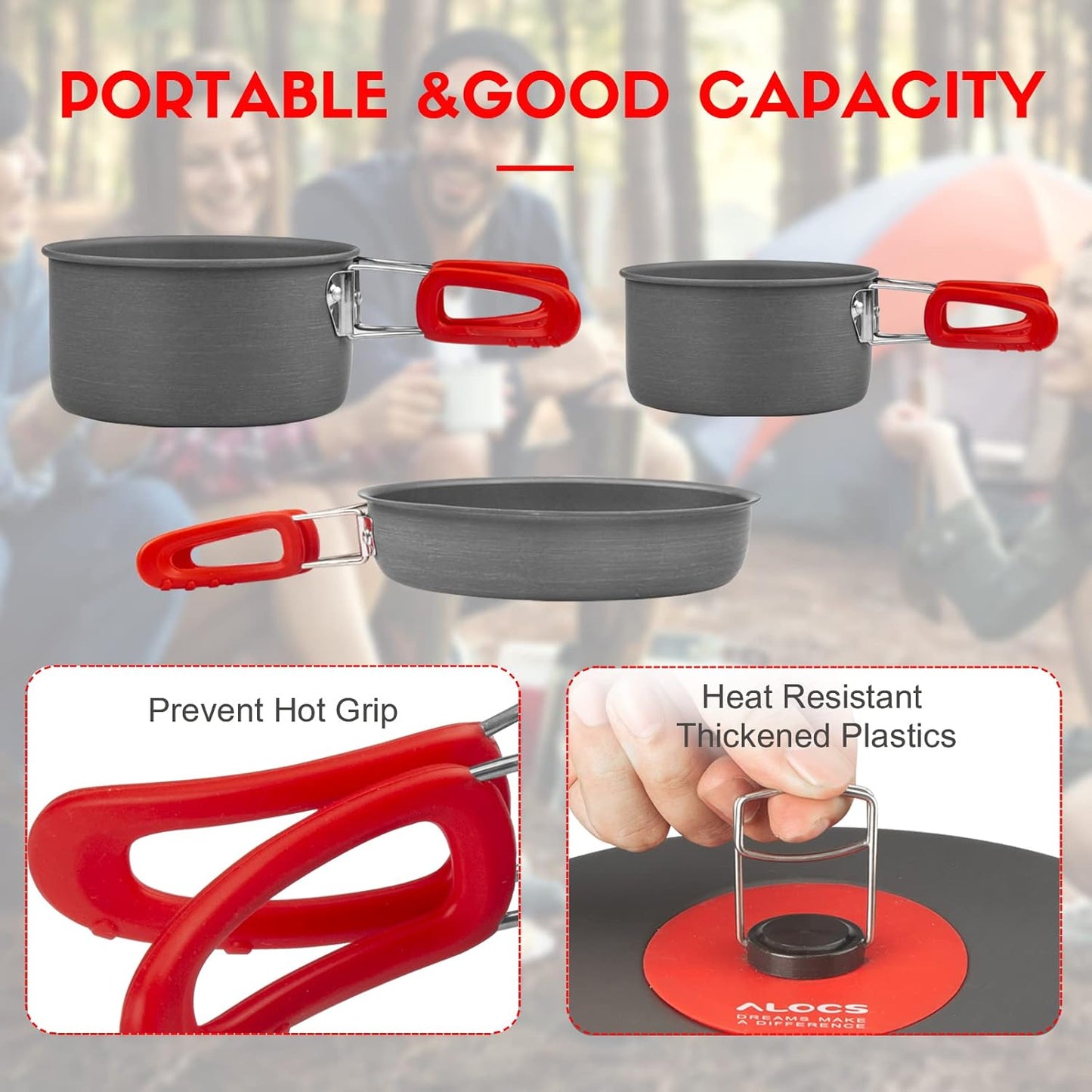 🔥HOT SALE 49% OFF🍳2026 Pro Outdoor Camping Cookware: 3-in-1 Ultra-Light Pots, Pans & Kettle Set! 🏕️🛒