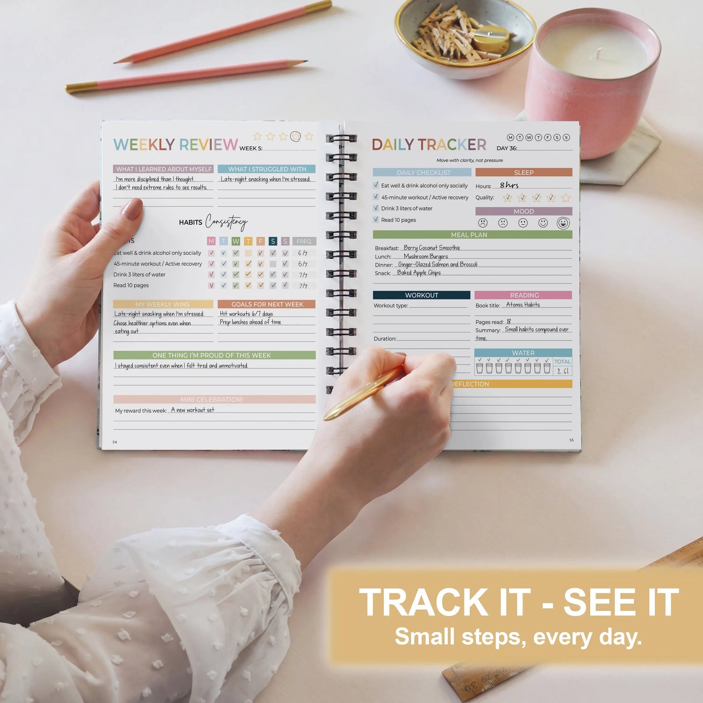 75-Day Soft Challenge Tracking Notebook – Daily Habit Tracker for Wellness, Mindset & Real Progress