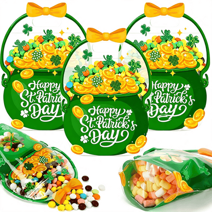 🎃25/50 PCS Halloween Goodie Bags with Handles, Pumpkin Specter Candy Gift Bags, Transparent Trick or Treat Party Favor Bags