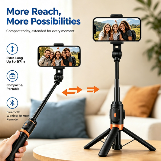 📱 SmartSelfie Stick & Tripod – Wireless Remote, Stable Stand, Creator Kit for iPhone & Android ✈️