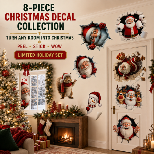 🎅 3D Santa Christmas Wall Decal | Festive Holiday Decor