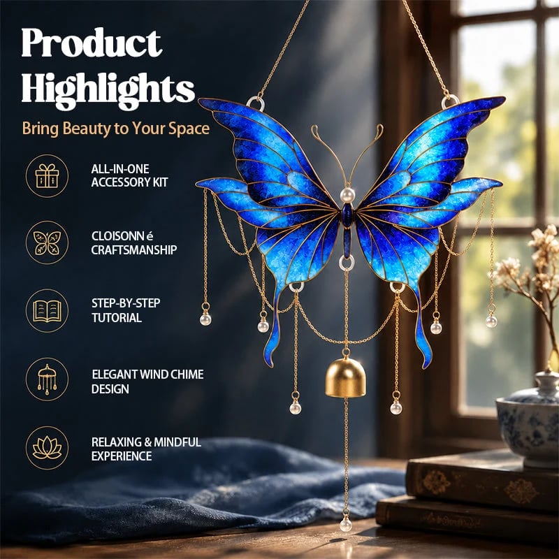 🦋DIY Filigree Cloisonne Enamel Butterfly Wind Chime Craft Kit