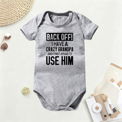🔥Hot Sale 49% off🌟👶 "Back Off! I Have a Crazy Grandpa" Cute Cotton Baby Bodysuit(💥Buy 3 Get 1 Free 🛒Free Shipping)