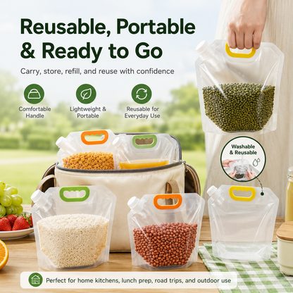 🔥 Best Seller | 5PCS Reusable Stand-Up Food Storage Bags