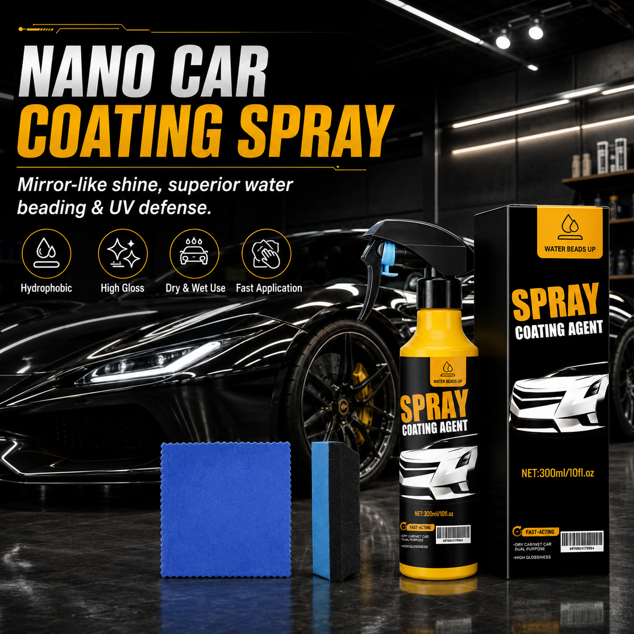 🚗 The Ultimate Mirror-Finish Nano Spray Coating – Professional Water Beading & UV Defense