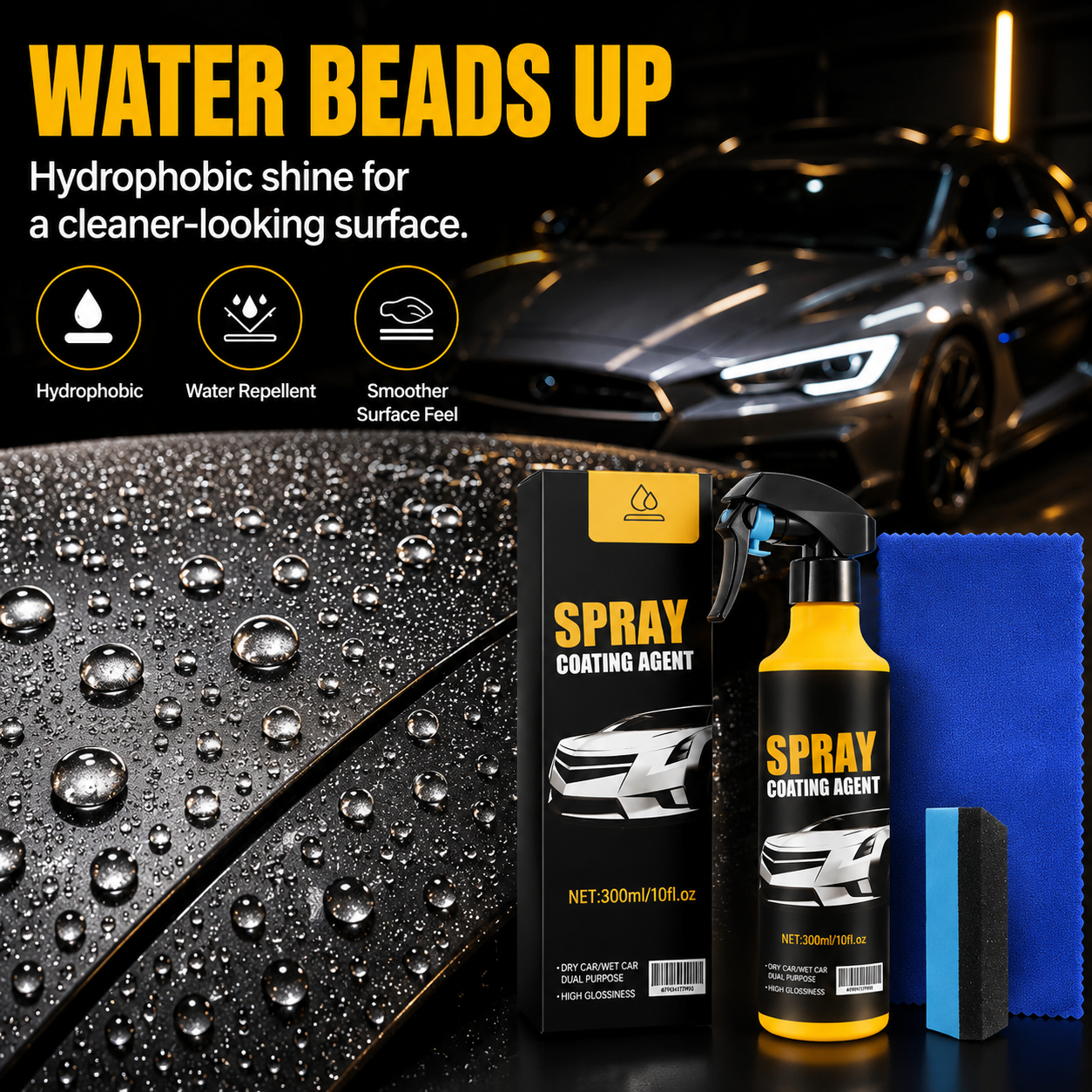 🚗 The Ultimate Mirror-Finish Nano Spray Coating – Professional Water Beading & UV Defense