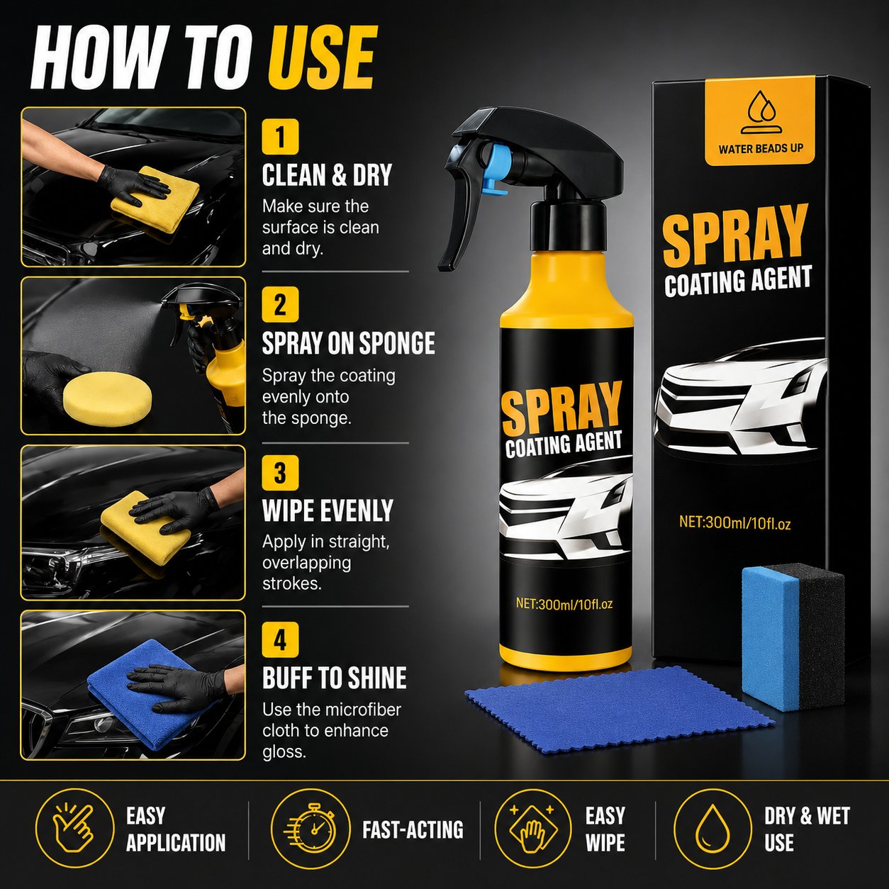 🚗 The Ultimate Mirror-Finish Nano Spray Coating – Professional Water Beading & UV Defense